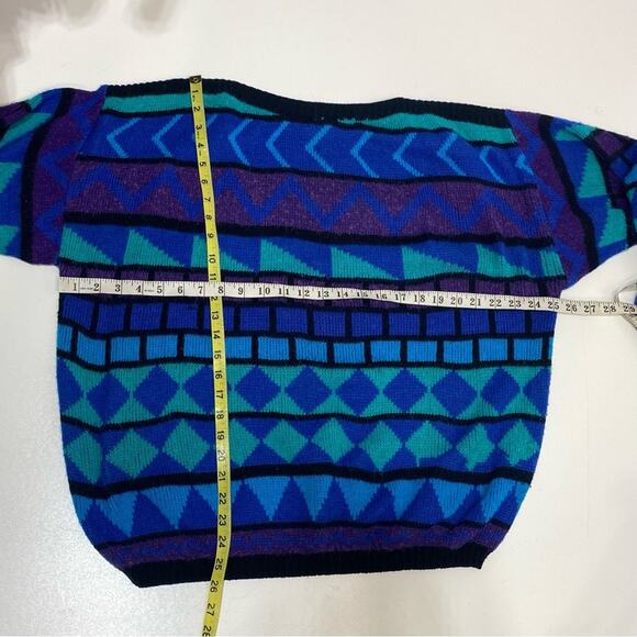 Country Craft Vintage Oversized Geometric Colorful Knit Slit Neck Sweater 44 XL - Picture 7 of 7